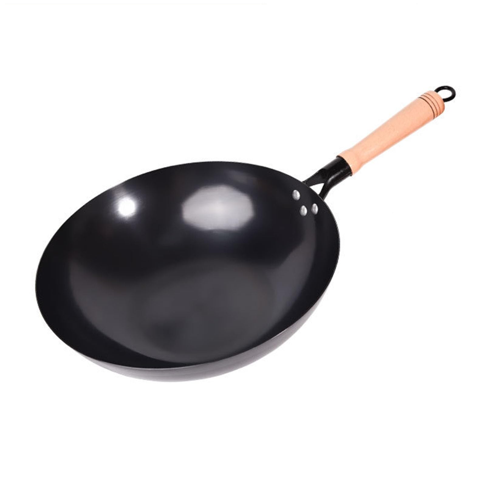 Wok di Ferro, Wok sul Fondo Piatto Non Rivestito E Padelle Fritte Antiaderenti, Pentole Tradizionali da Cucina, Wok di Cucina per Tutte Le Stufe(Size:36CM)