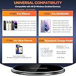 Wireless Charger Compatible with iPhone 16 15 14 13 12 11 Pro Max/Mini/Plus/XR/X/8, 15W Max Fast Wireless Charging Pad Mat for Samsung Galaxy S23/S22/S21/S20/S10, Galaxy Buds - Image 2