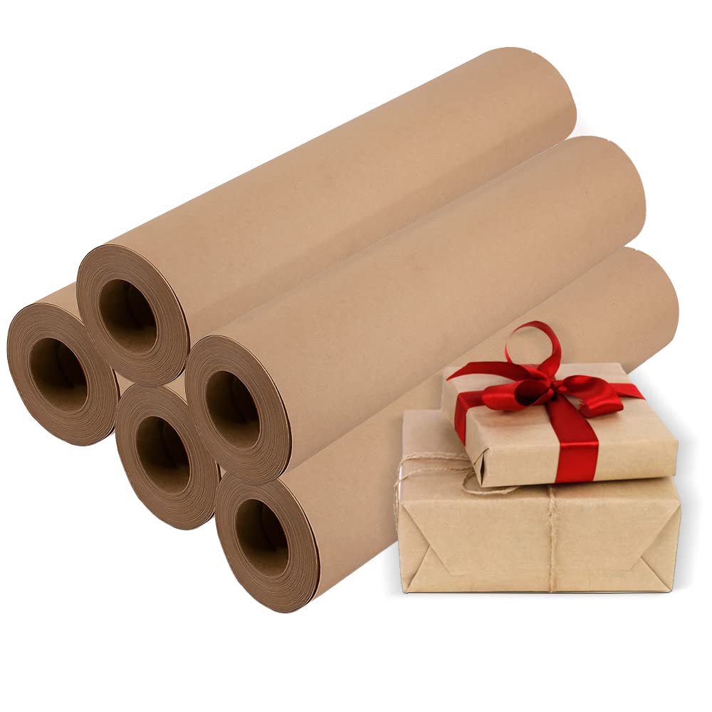 Time to Sparkle 5 Roll of Brown Paper Roll Wrapping Paper Brown Parcel Paper Kraft Paper Recyclable for Gift Wrapping Presents Parcel Packing Shipping Christmas Arts Crafts Postal 305mm x 30.5m