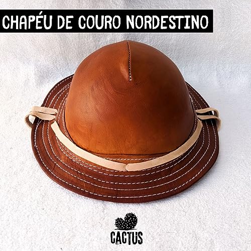Chapéu de Couro Nordestino Vaqueiro Couro Legítimo de bode Adulto boné cangaceiro copa sol Festa jun