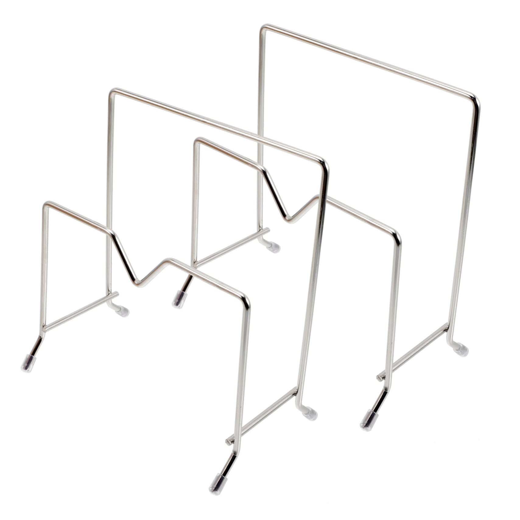 SOLUSTRE 2Pcs Stainless Steel Cutting Board Pot Lid Stand Kitchen Organizer for Countertop Non Slip Storage Rack for Cutting Boards Pots and Plates Space Saving Design