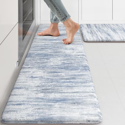 KIMODE Anti Fatigue Kitchen Mats 17"x47"+17"x29"