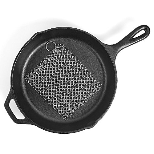 Cusfull Premium Kitchen Cast Iron Cleaner Stainless Steel Chainmail Scrubber 7 X 7 Inch #TOP1