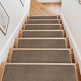 OJIA Stair Carpet Treads Stair Treads Non-Slip Peel and Stick Stair Treads for Wooden Steps Indoor 15 Pack 30'x8' Stair Runner Staircase Step Treads for Kids, Elders and Dogs, Stair Covers, Beige