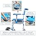 Shower Chair with Wheels Folding Armrests Can Be Upturned Rolling Shower Wheelchair Bedside Commode Chair Toilet with Detachable Bucket for Seniors and Disabled, Weight Capacity 330lbs (Blue)