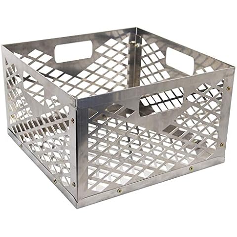 Blissun Charcoal Basket, Firebox Basket, Smoker Pit, Silver Cover