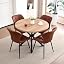 1x Natural Table/4 Comfortable Brown Chairs