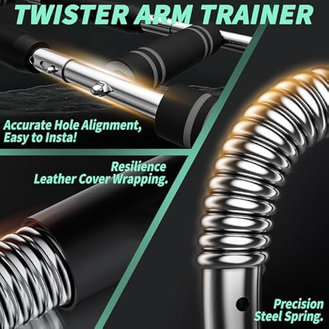 Twister Arm Trainer,40-100lb Adjustable Chest Workout Device,Portable Power Twister Bar,Twist Arm Trainer,Forearm Strengthener Exerciser Spring Resistance for Home Fitness