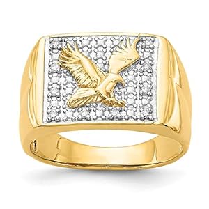 14k Yellow Gold and Rhodium Plated Diamond Men&rsquo;s Ring, Size 64