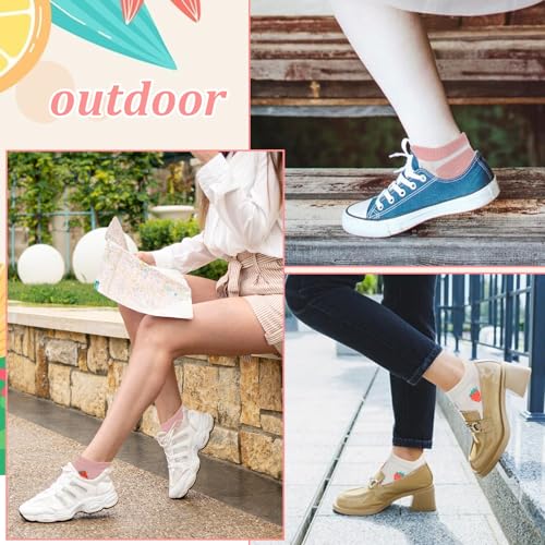 Mabor 6 Paar Frucht Sport Socken Damen 39-42, Lustige Sneakersocken Cute Baumwoll Socken Damen Niedrig Geschnittene Unsichtbare Socke(Einheitsgröße)