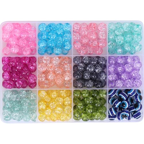 Image of Ambitieux DIY Bracelet Making Kit for Girls - 12 Types Colorful Beads with Charms, Elastic Thread, Earrings, Clasps & Rings - Jewellery Craft Kit for Kids, Birthday Return Gift, Rakhi Special Set for 2 3 4 5 6 7 8 9 10 years (Glass Crackle)