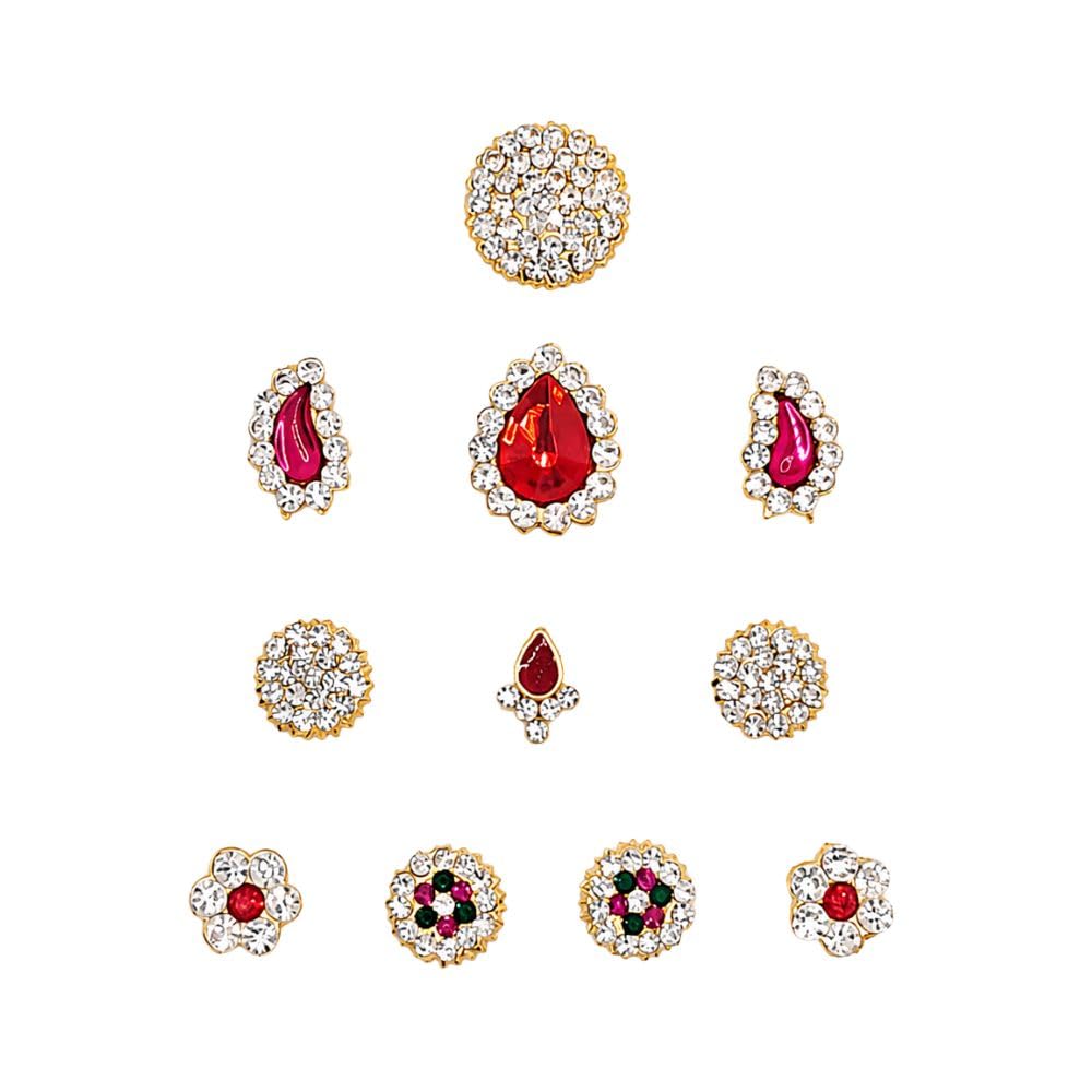 Varalakshmi Decoration Items | Decorative Jewellery stone Set for Deity Idols Crown, Earrings & Face Stones | Goddess Alangaram Accessories for Pooja & Festivals-image-10