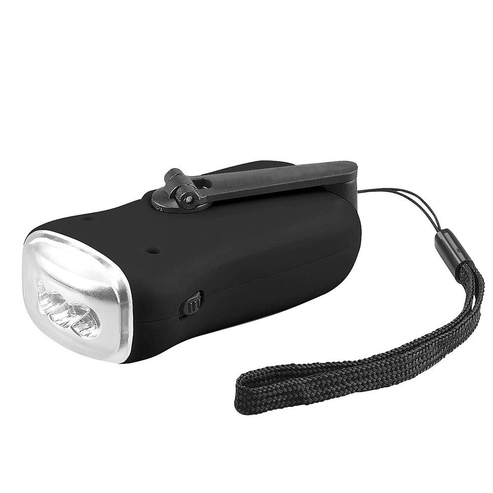 ALLOMN Manuelle LED Taschenlampe 2 Stück - Solar & Handkurbel Betrieben, Notfall-Taschenlampe Für Camping, Wanderung (mit Lanyard)