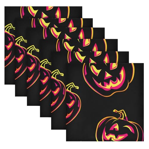 Servilletas de tela Halloween calabaza pack 6 miniatura 2