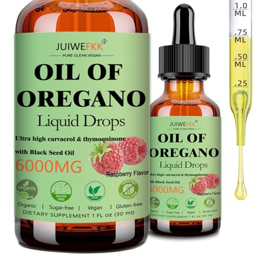 Oil of Oregano with Black Seed Oil Liquid Drops 20:1 Super Concen -trated Extract with High Carvacrol | Organic 2-in-1 Formula for Immune Antioxidant & Respiratory Health Non-GMO Vegan Gluten-Free