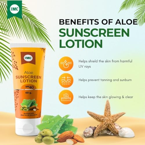 Image of IMC Sunscreen - SPF 40 PA++ Aloe Sunscreen Lotion | For All Skin Types | Protect Skin From Harmful UV Rays (60 g)