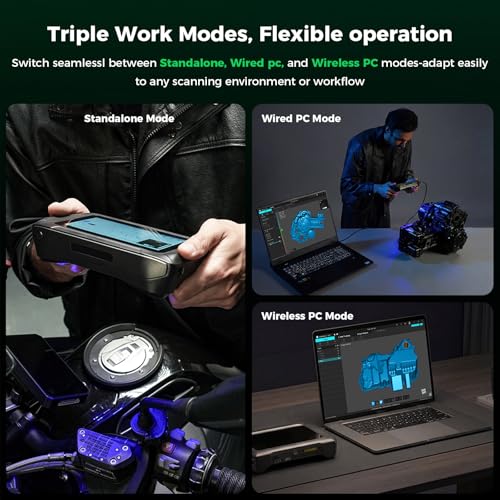 Creality Sermoon P1 3D Scanner, Handheld Tri-Mode 22+7+1 Blau Laser & Infrarot 3D Scanner, 6 Touchscreen, Standalone & PC Modi, 0.02mm/m Genauigkeit, für Modifizierte Fahrzeuge,Reverse Engineering