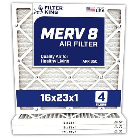 Filter King 16x23x1 Air Filter | 4-PACK | MERV 8 HVAC Pleated A/C Furnace Filters | MADE IN USA | Actual Size: 16 x 23 x .75" Cover