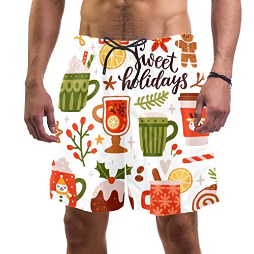 Maillots de bain pour hommes de vacances short de plage Noël et crème glacée JDEZ