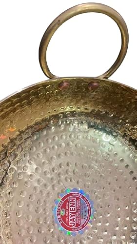 Brass Mirror Polish Cooking Wok Pital Kadai Brass Karahi Brass Kadai 4 Liter With Handles Cooking Wok Brass Kadhai Brass Wok #TOP2