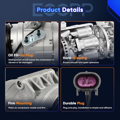 Image of ECCPP AC Compressor 2006-2012 for Ford Fusion 2.3L 2.5L 3.0L | 2006-2011 for Mercury Milan 2.3L 2.5L 3.0L Fast Cooling AC Compressor with Clutch