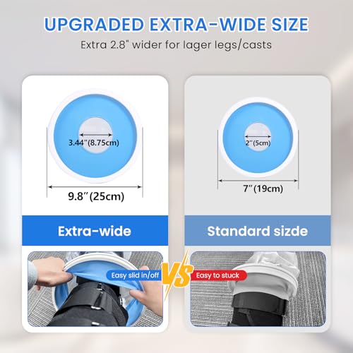 Waterpoof Extra Wide Full Leg Cast Cover for Shower after Surgey with Non-Slip Bottom, Extra Large Cast Protector for Leg knee Surgeries, Large Cast, Knee Immobilizer/Brace, Surgeries Boots, Reusable