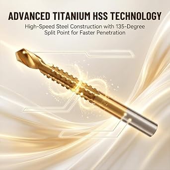 Titanium Coated HSS Drill Bit Set, Serrated Side Cutting Drill Bit,2 Set