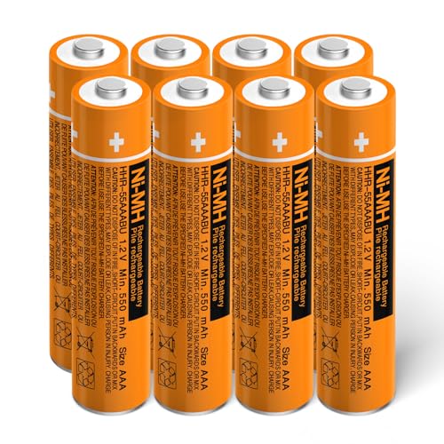 IWANGDO Batería AAA HR03 Compatible con teléfonos inalámbricos Panasonic HHR 65AAABU HHR 55AAABU HHR 75AAA Ni MH Recargable 8 Piezas con Caja de plástico (8 Piezas HHR 55AAABU)