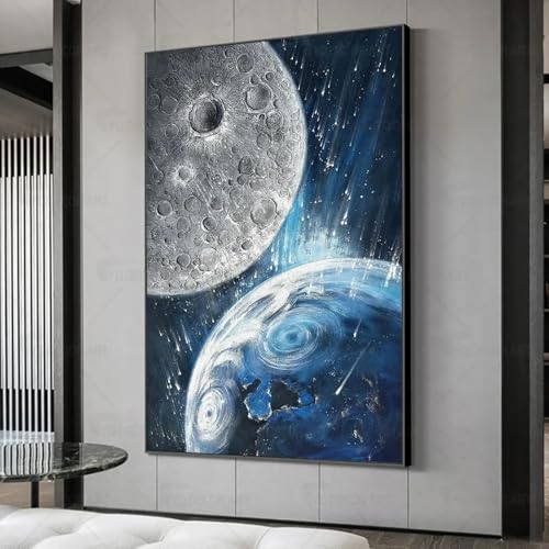 Peinture à l'huile Mars frappant la Terre décoration murale salon toile