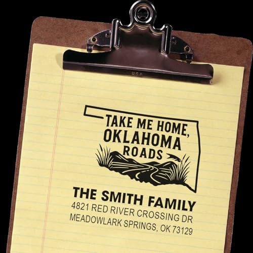 Oklahoma Road Trip Rubber Stamp, 1-5/8 Square – Travel Souvenir Collectible for Lovers, History Buffs, and Enthusiasts
