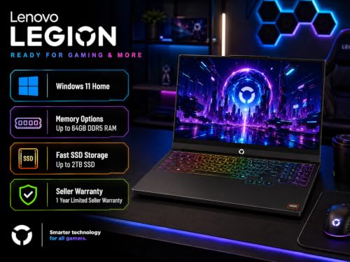 Image of Lenovo Legion 5a Gaming Laptop, AMD Ryzen 7 250, GeForce RTX 5060, 15.3 inch WQXGA (2560x1600) 165Hz OLED Display, 16GB DDR5 RAM, 1TB SSD, Wi-Fi 7, RGB Backlit, Win 11, Black, w /Portable 500GB Drive