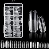 120PCS Clear Half Frosted Nails Tip Amande Acrylique Faux Ongles Couverture Complète Artificielle Ongles 12 Tailles Ovale Faux Ongles Longueur Moyenne Pour Salons De Manucure