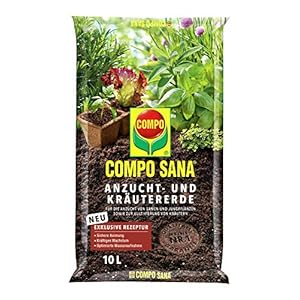 Compo Sana Potgrond met 6 weken meststof voor alle jonge en kruidenplanten, cultuursubstraat, 10 liter