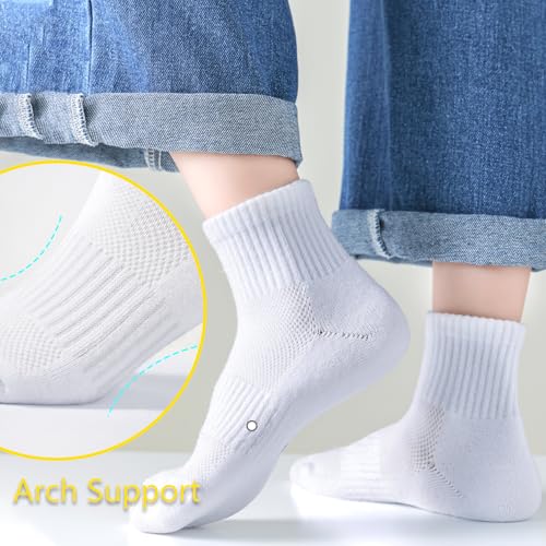 LO SHOKIM Ankle Socks - Women & Men Cushioned Running & Work Sports Socks (Cotton Breathable) - 6 Pairs (4-10 Youth)2