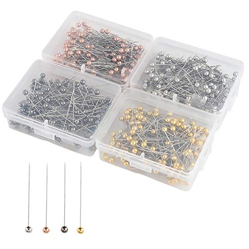 Lanthour 800 pièces épingles à Coudre avec boîte, épingles à tête en Acier Inoxydable colorées à Coudre épingles à Courtepointe Droites pour Les décorations de Couture Artisanale