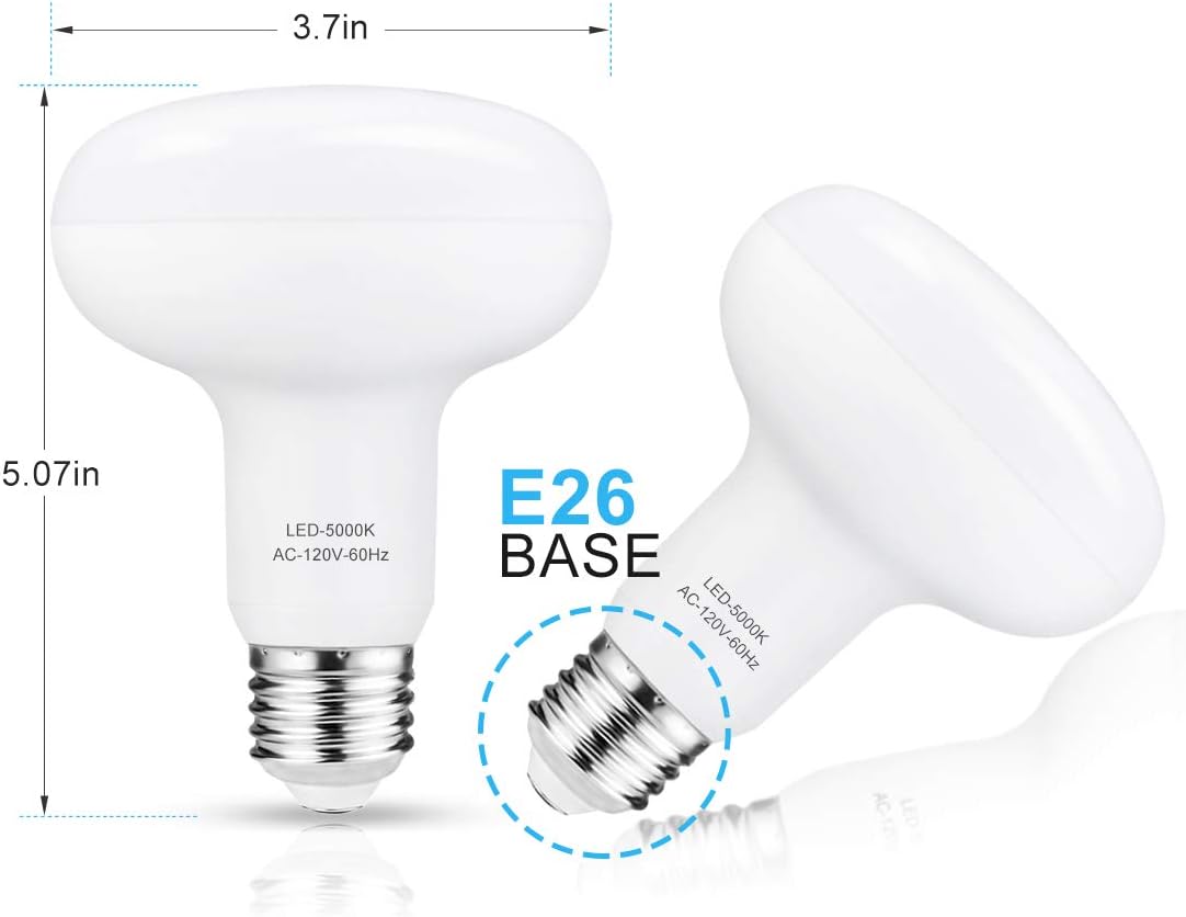 Best Cyber Monday 🔥 Br30 Daylight Led Bulb, 12W(100W Equivalent), R30 Wide Flood Light Bulb, 5000K Daylight White 1320lm, 120° Beam Angle, E26 Medium Screw Base, LED Kitchens Recessed Lighting,Warehouse,Garage,4 Pack
