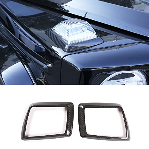 taruisixt Fit for Mercedes Benz G Class W463 G500 2019 2020 Real Carbon Fiber Car Front Turn Signal Decorative Frame Protective Cover Decoration Car Interior Accessories (Carbon Fiber Black)