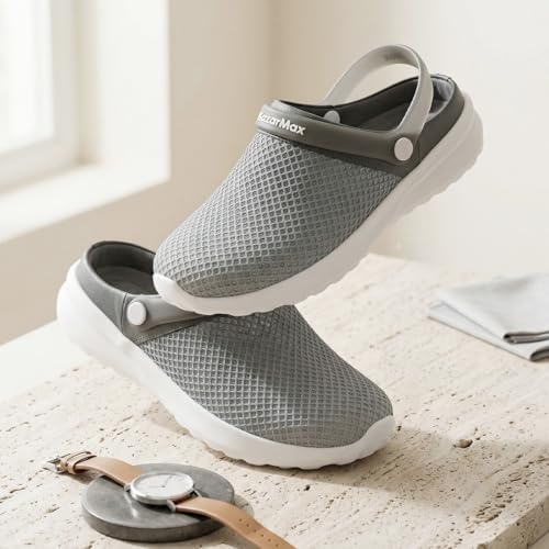 Image of KazarMax Men's Lightweight Clogs with Adjustable Back Strap | Anti-Skid EVA Sole | Memory Foam Cushion | Casual Slip-On Sandals for Daily Use