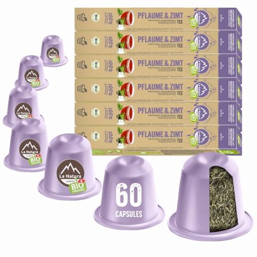 La Natura Lifestyle Té orgánico con flores y zimt, 100% industrialmente compostables², respetuoso con el medio ambiente, 60 cápsulas de té, para máquinas Nespresso®³