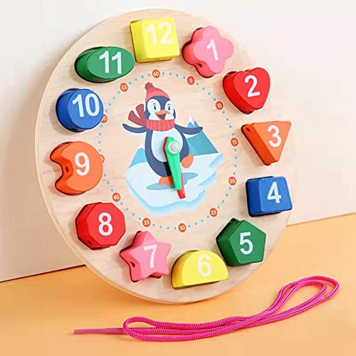 Early Learning Centre Wooden Teaching Clock, Pre-School Educational Toys Wooden Shape Color Sorting Clock Teaching Time Number Blocks Puzzle Stacking Montessori Educational Toy Gift For Year Old Kids #TOP2