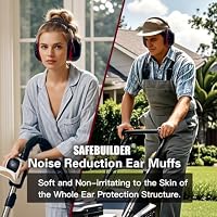 SAFEBUILDER Safety Ear Muffs SNR 33dB Noise Reduction Earmuffs Adults Sound Proof For Sleeping Outdoor Working Shooting Industrial (1, 1-Black Combine Red) — image 6