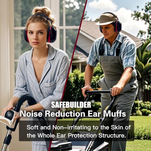 Image of SAFEBUILDER Ear Muffs Noise Reduction SNR 33dB Adjustable Lightweight Safety Earmuffs Sound Proof Noise Cancelling ANSI