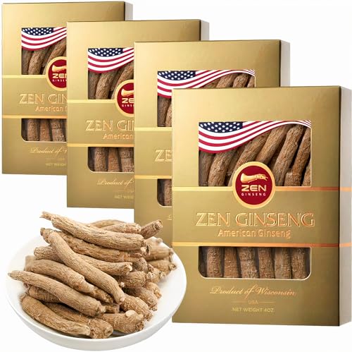 Zen Ginseng American Wisconsin Ginseng Small Long Root 4 Oz 4-Pack
