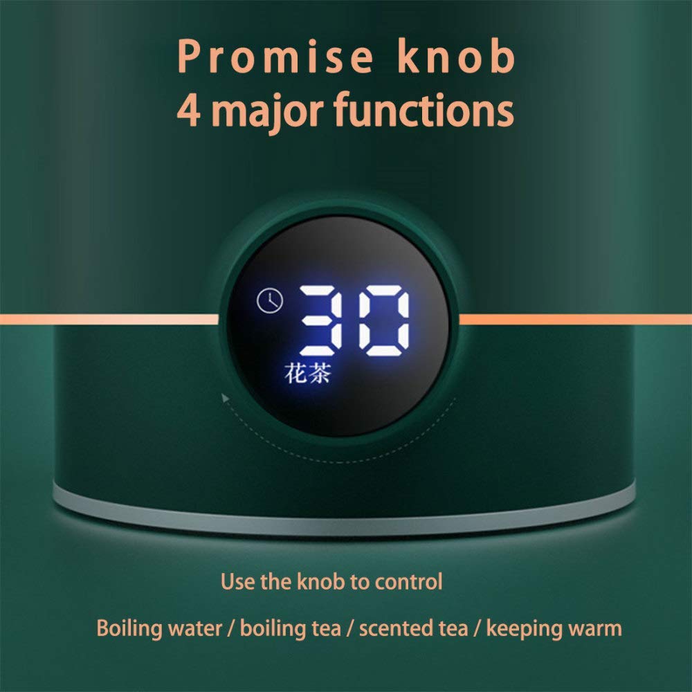 Hervidor eléctrico para té de Vidrio de 0,4 l con ajustes preestablecidos Variables, Tetera de un Toque, 500 W, infusor de té y Fondo, Apagado automático y protección en seco para hervir, li