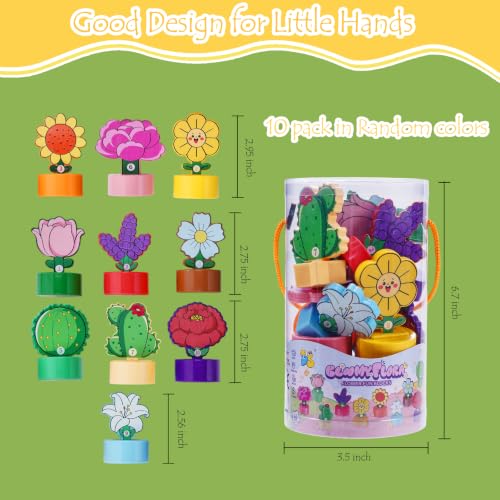 Image of GKDOMS Montessori Shapes & Colors Sorting Flower Garden Toys Matching Game | 10pack Potted Plants, Kids Flowers Building Set, Sensory Toys, Preschool Learning Activities, Educational Gifts
