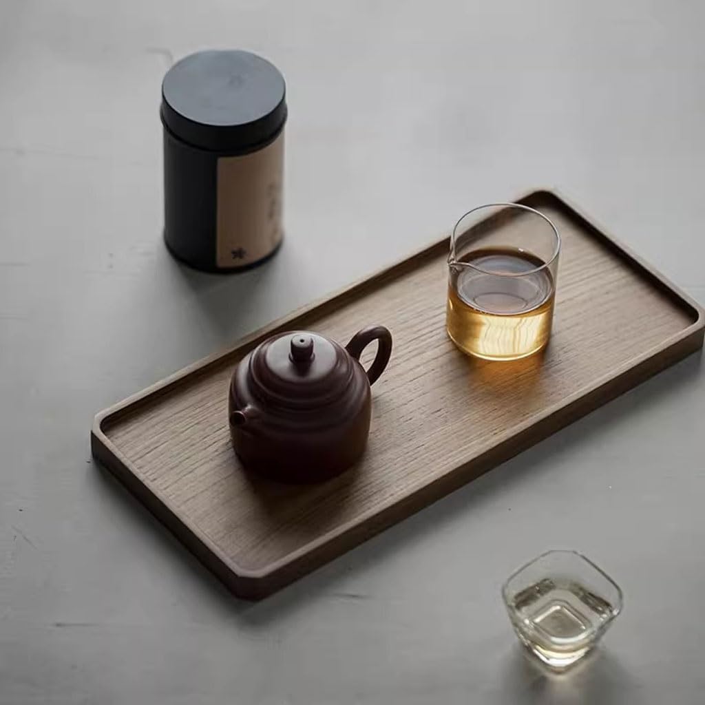Bandeja de Madera para Servir - Bandeja Rectangular pequeña para Tetera para Uso doméstico - Bandejas de Madera Maciza para Servir Comida, refrigerios y Bebidas Hora del té