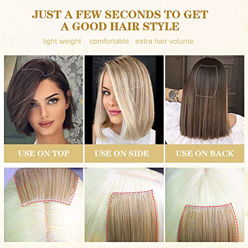 Cisyia 4 Pcs Hair Toppers For Thinning Hair Synthetic Clip In Hair Extension Blonde & Bleach Blond Mixed Hairpieces For Women Adding Hair Volume For Daily Use(Double 4 Inch And Double 8 Inch) #TOP3