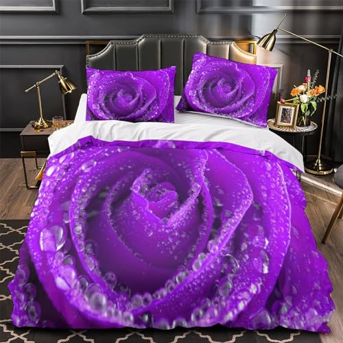 Housse de couette violette en microfibre avec fermeture éclair
