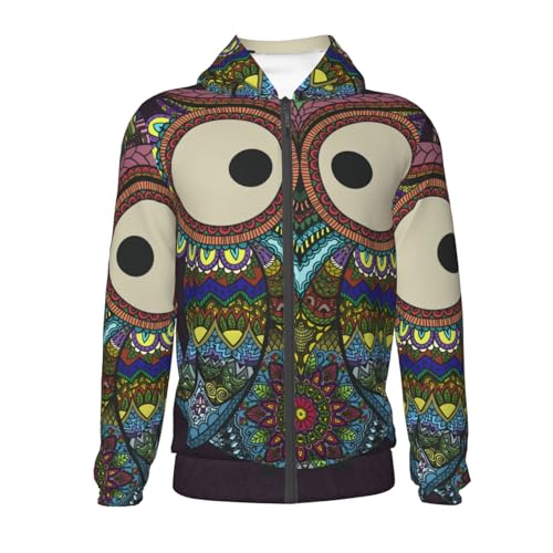 Boho Owl Kids Pullover Hoodies Boys Zip Up Sweatshirts Girls Athletic Clothes with Pocket2