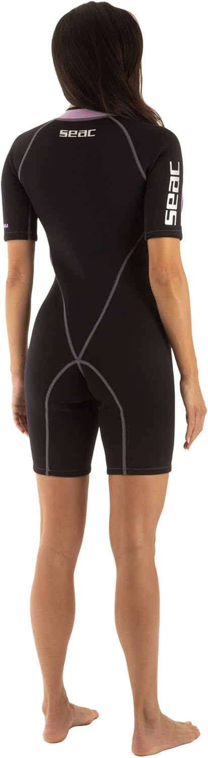 SEAC Trendy, 2.5mm Neoprene One-Piece Shorty Wetsuit with Front Zip, for Snorkeling, Surfing and Water Sports